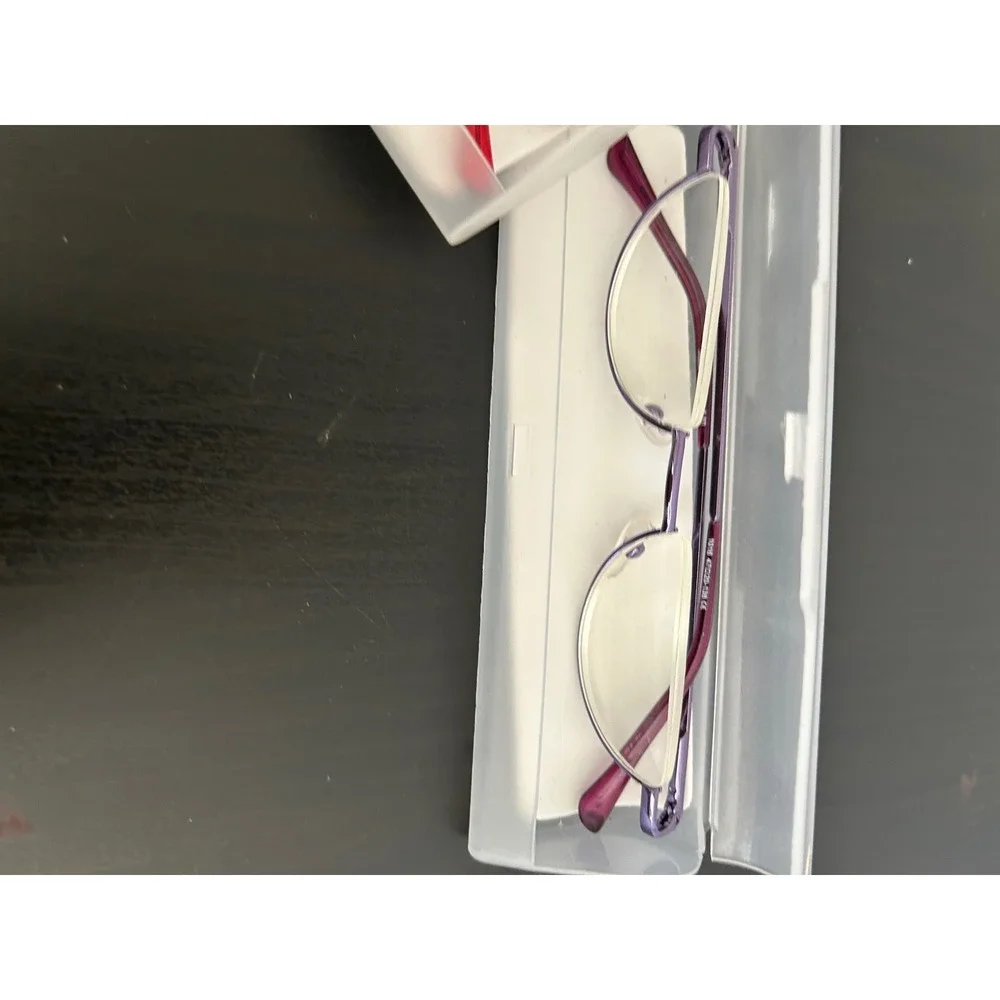 Reading Glasses Red Purple Half Moon Slim Metal Frame +3.50 Strength Lot of 2